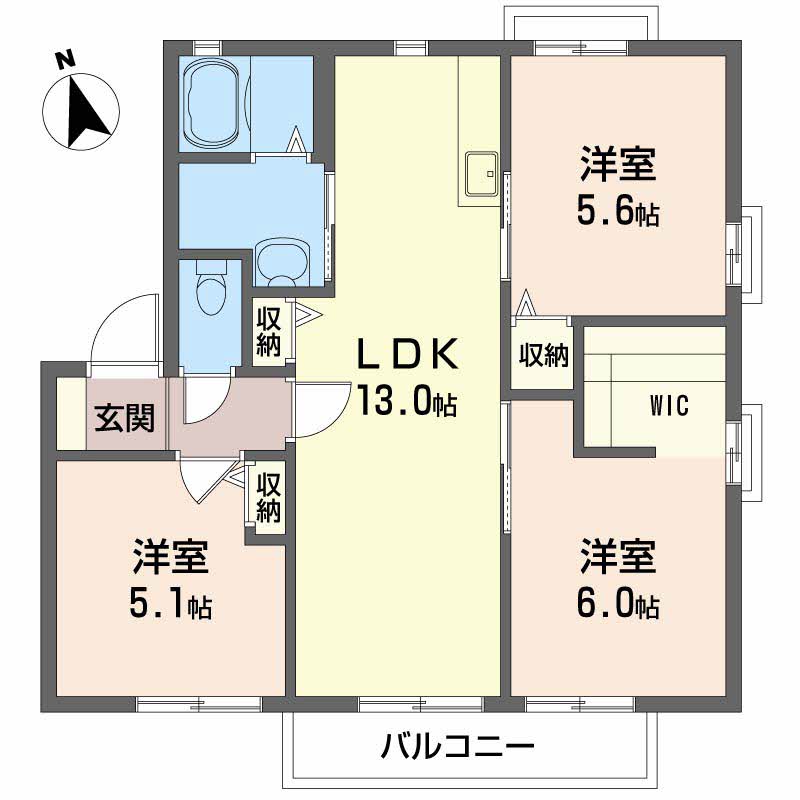 広島市安佐南区川内のアパートの間取り