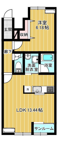 十和田市大字三本木のアパートの間取り