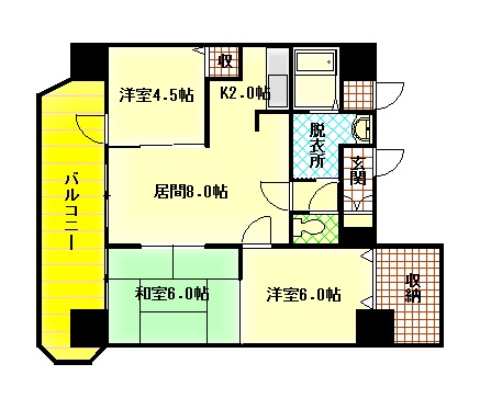 旭川市一条通のマンションの間取り