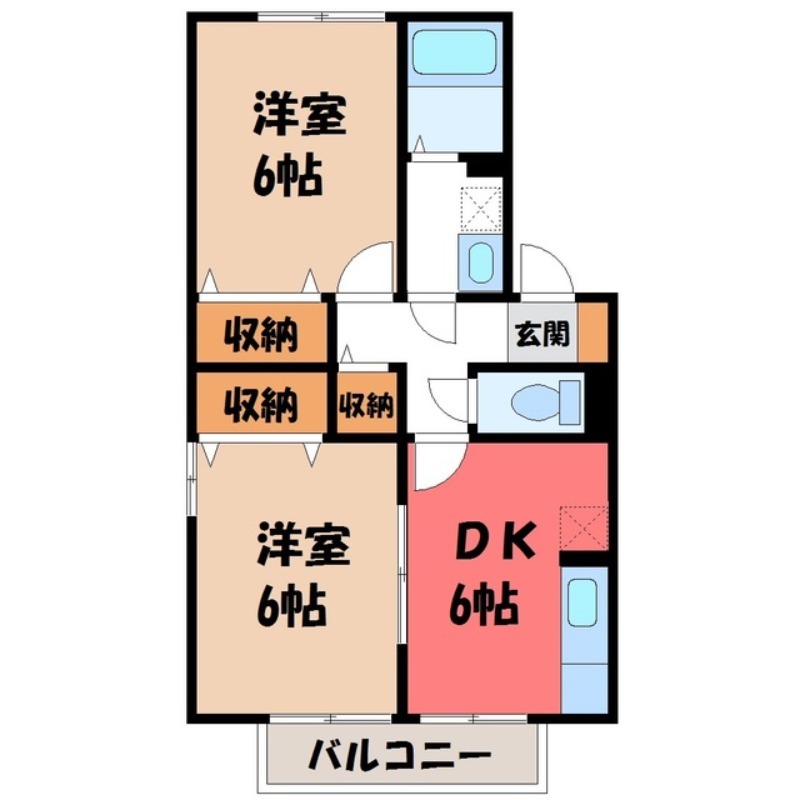 栃木市大平町西水代のアパートの間取り