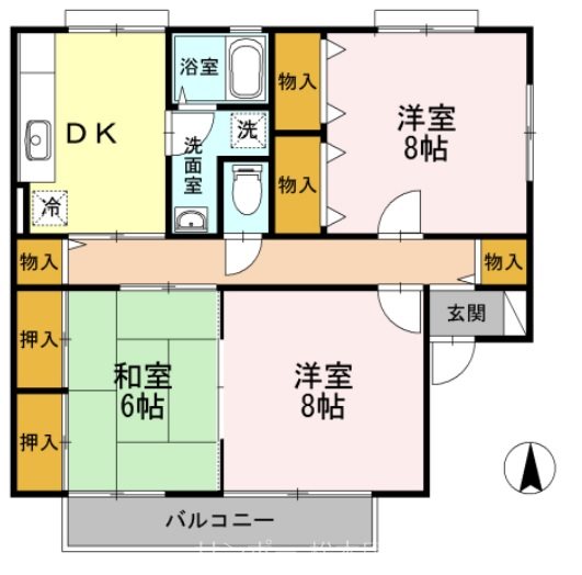 松本市筑摩のアパートの間取り