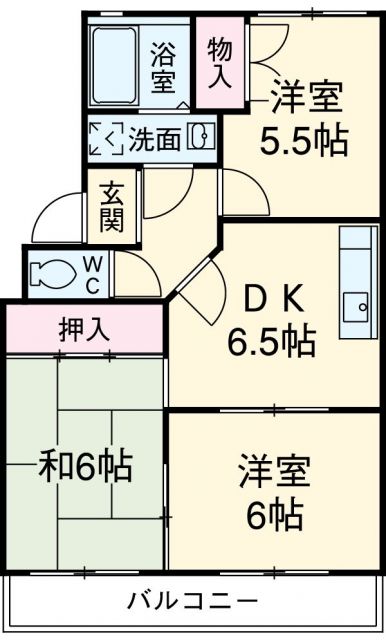 豊橋市東岩田のアパートの間取り