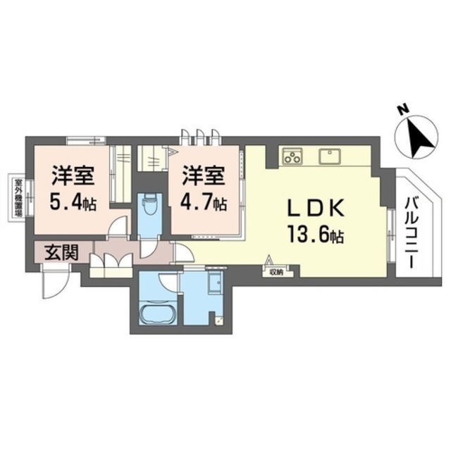 稲城市東長沼のマンションの間取り