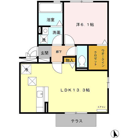 東海市高横須賀町のアパートの間取り