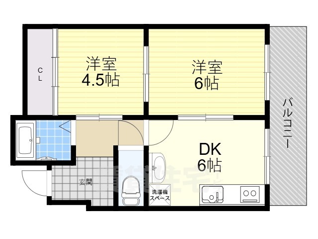 京都市山科区西野小柳町のマンションの間取り