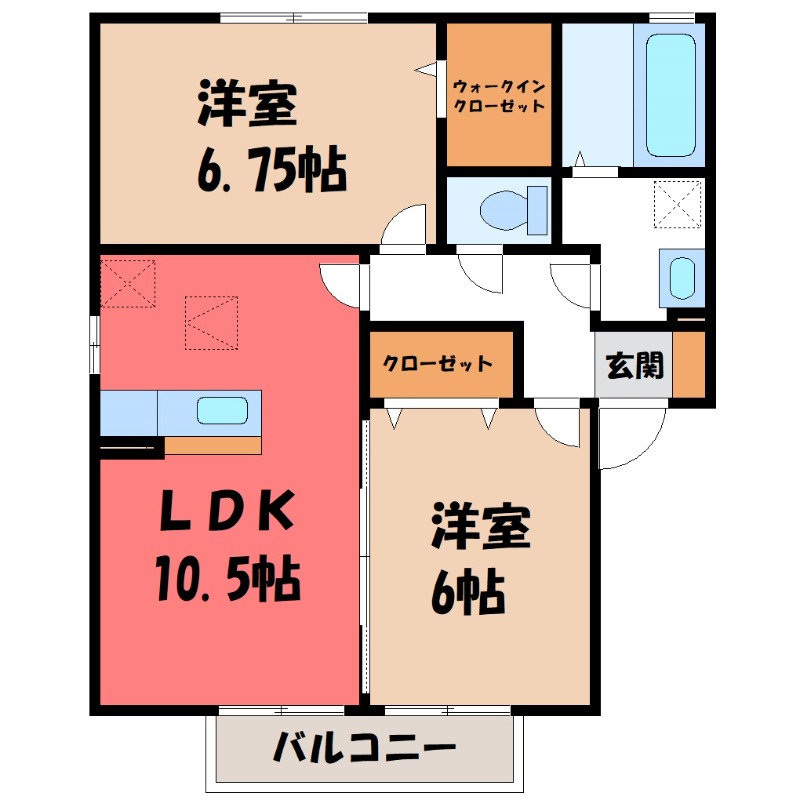 熊谷市末広のアパートの間取り