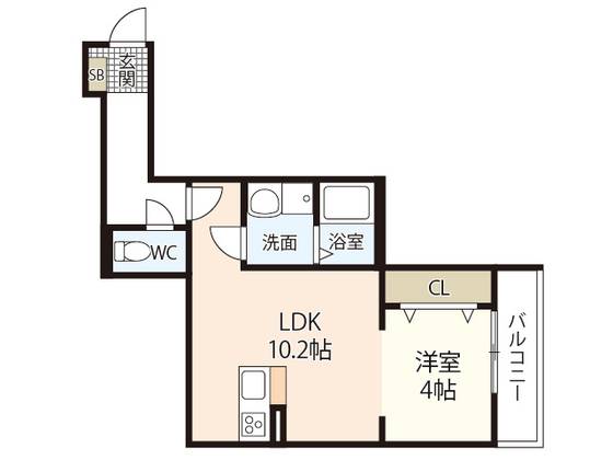 広島市佐伯区隅の浜のアパートの間取り