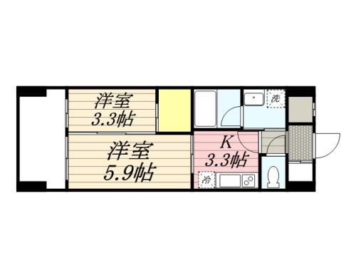 久留米市六ツ門町のマンションの間取り