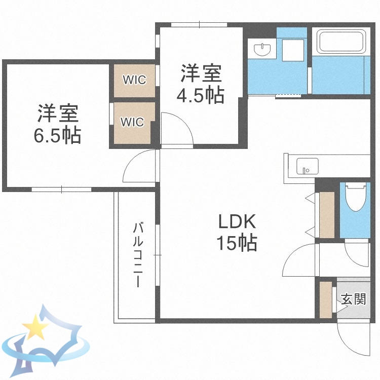 【札幌市中央区南二十二条西のマンションの間取り】