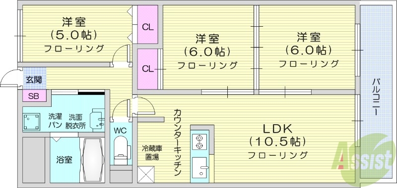 仙台市泉区泉中央のマンションの間取り