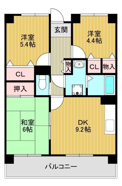 大阪市住吉区殿辻のマンションの間取り