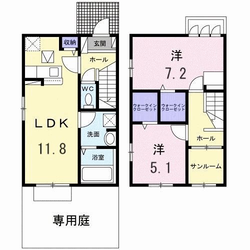 福岡市東区奈多のアパートの間取り