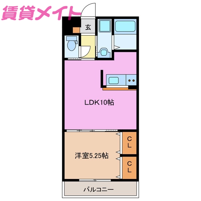 津市白塚町のマンションの間取り