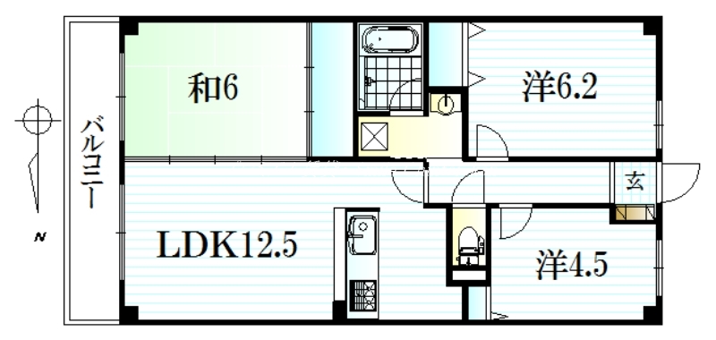 京都市左京区聖護院円頓美町のマンションの間取り