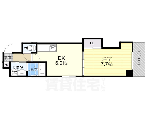 京都市右京区西京極南大入町のマンションの間取り