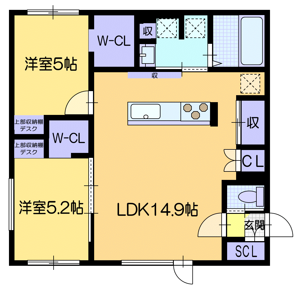 苫小牧市美園町のアパートの間取り