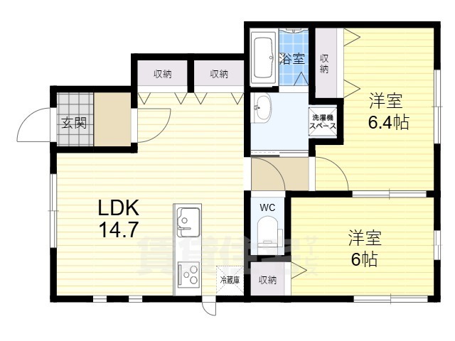 京都市伏見区桃山長岡越中南町のアパートの間取り