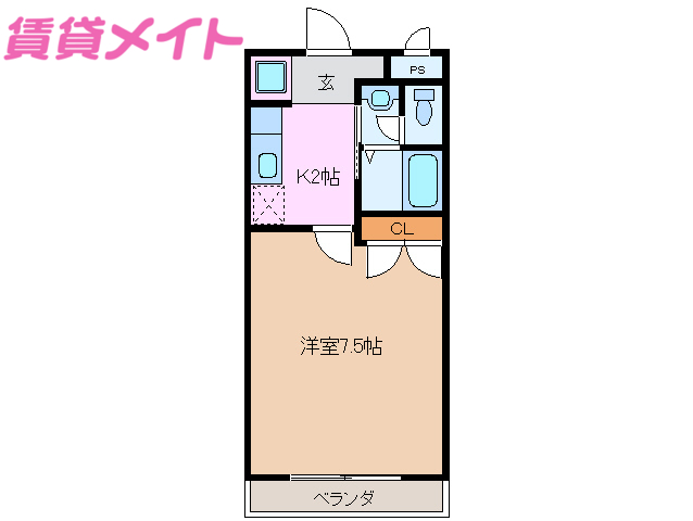 鈴鹿市長太旭町のアパートの間取り