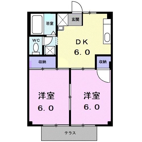 豊川市小田渕町のアパートの間取り