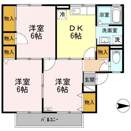 新発田市新栄町のアパートの間取り