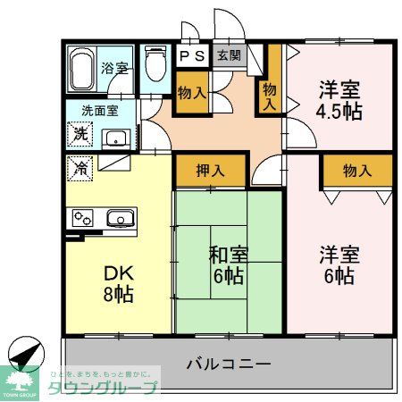 熊谷市新堀のマンションの間取り