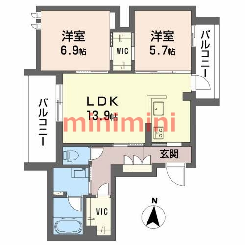 茨木市郡山のマンションの間取り