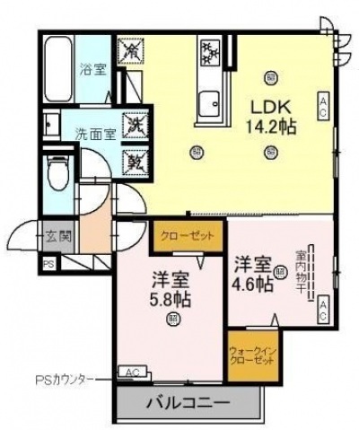 大阪市東住吉区矢田のアパートの間取り