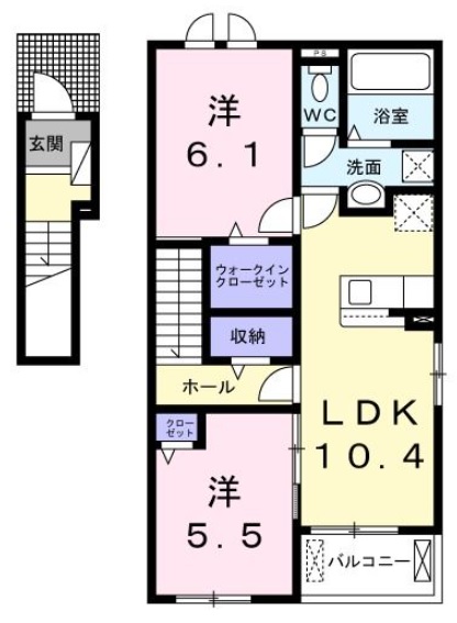 小田原市高田のアパートの間取り