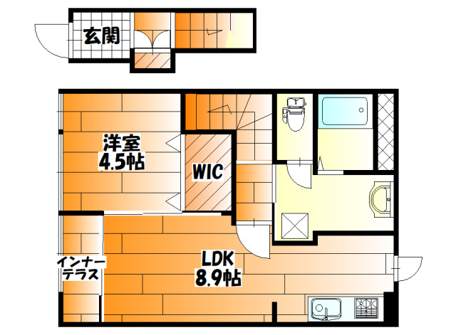 広島市安佐南区山本のアパートの間取り