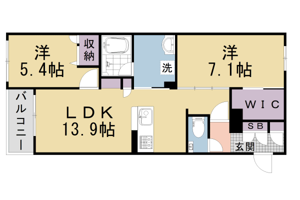 【京都市中京区西ノ京車坂町のマンションの間取り】