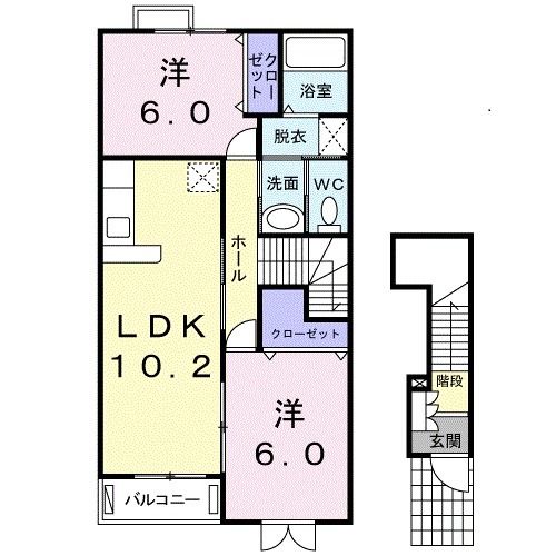 上越市上源入のアパートの間取り