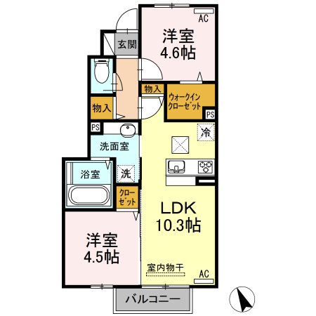 コスモ木屋瀬Ａ棟の間取り