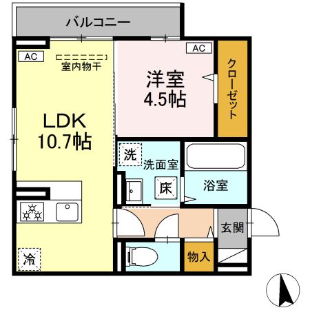 山口市小郡船倉町のアパートの間取り