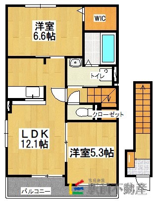 八女市龍ケ原のアパートの間取り