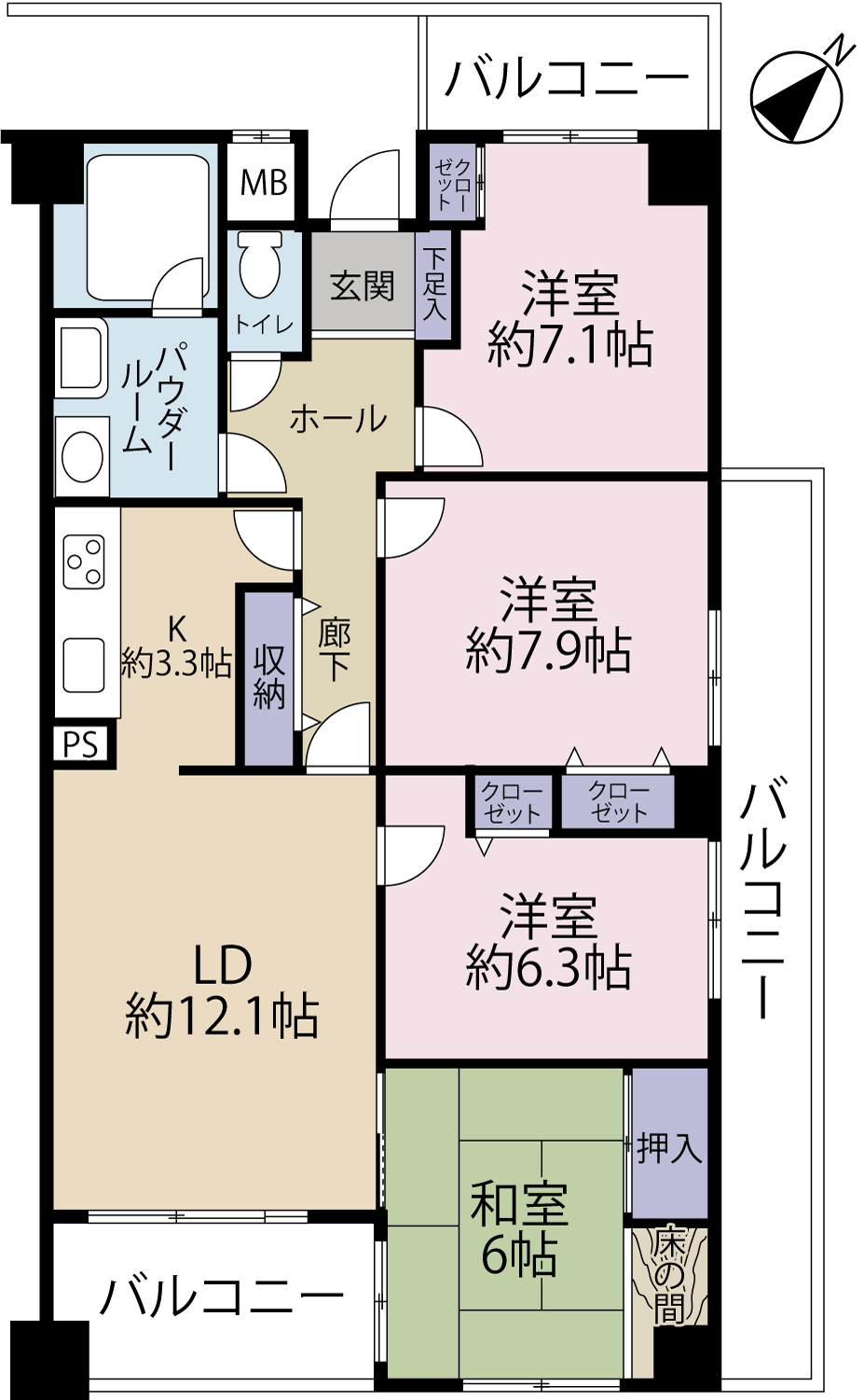 デュオ柏原の間取り