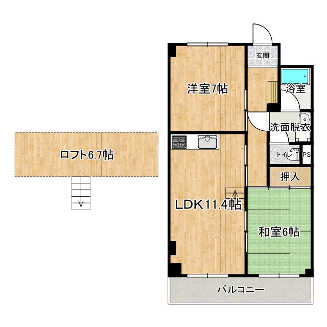 高知市介良のマンションの間取り