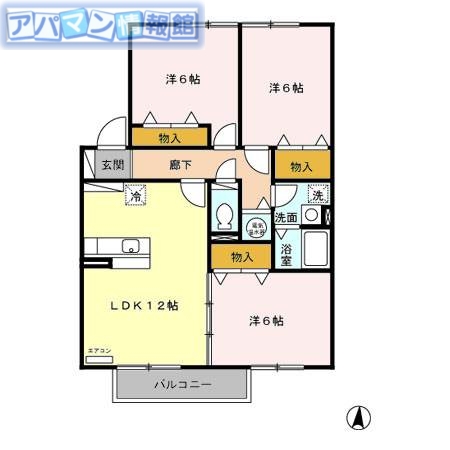 新潟市西区小新のアパートの間取り