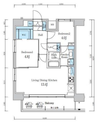 江戸川区東葛西のマンションの間取り