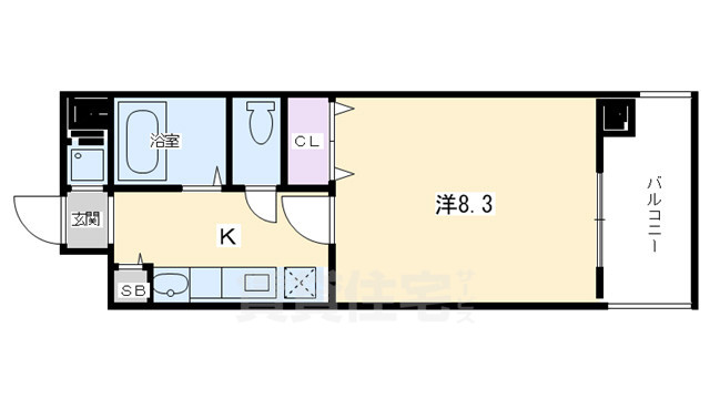 京都市下京区骨屋町のマンションの間取り