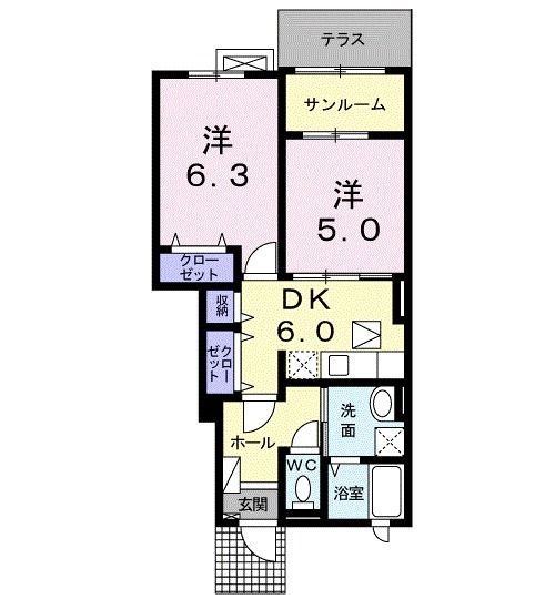 河北郡津幡町字津幡のアパートの間取り