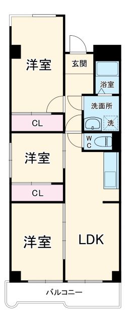 里水マンションAの間取り