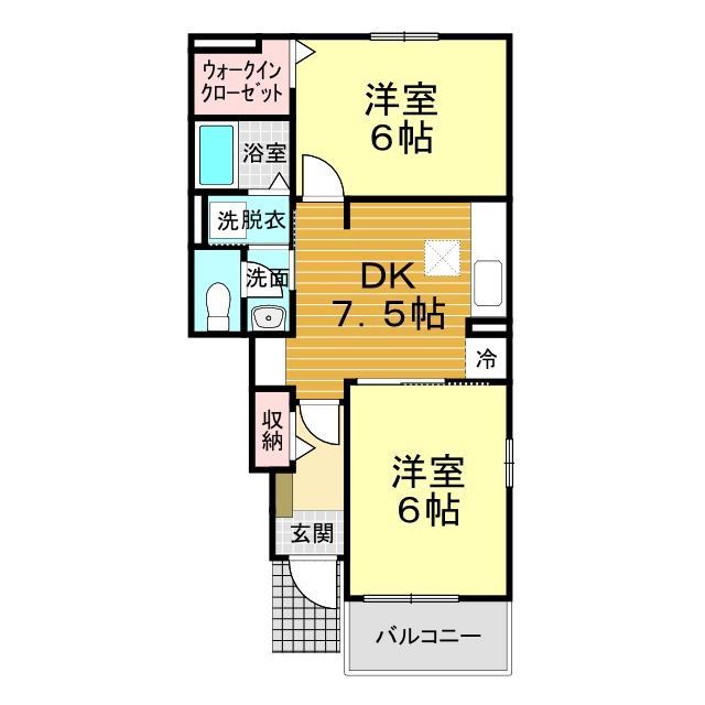 下関市豊浦町大字川棚のアパートの間取り