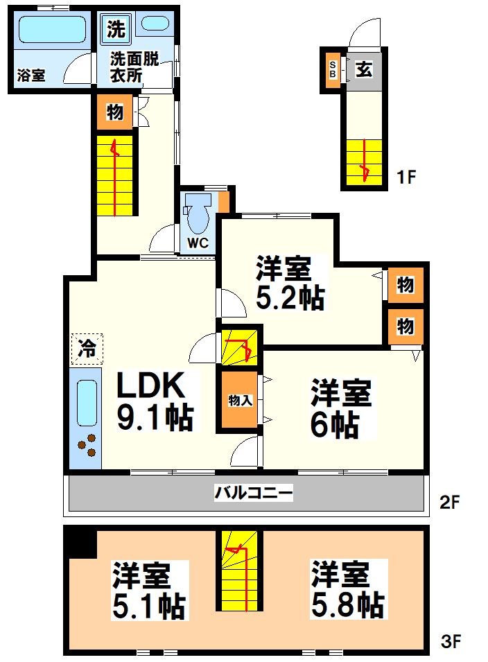 【成城７丁目テラスハウスの間取り】