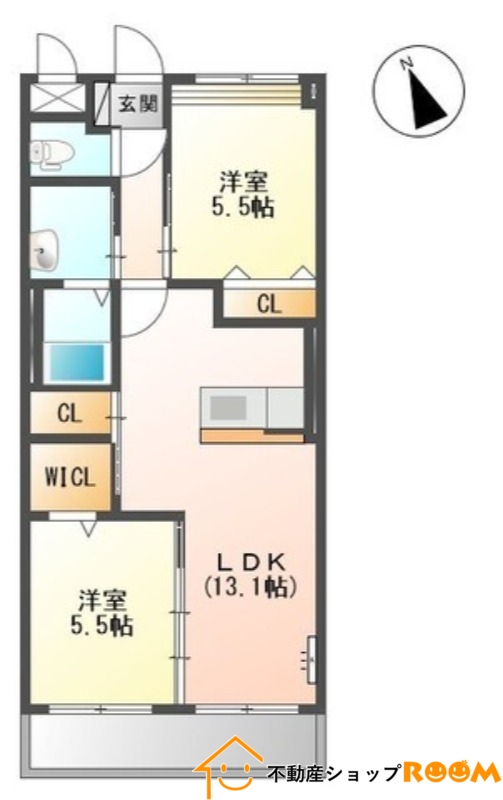 八女市蒲原のアパートの間取り