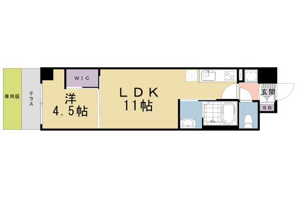 京都市南区八条源町のマンションの間取り