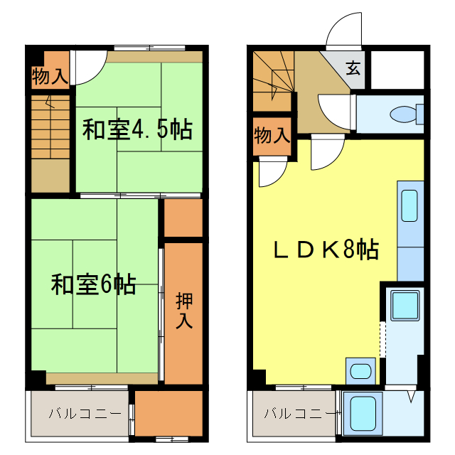 ビレッジハウス加賀田　2号棟の間取り