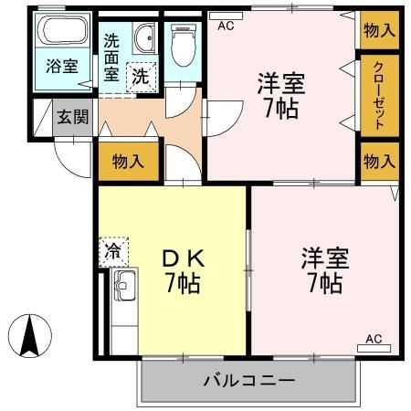 松山市西長戸町のアパートの間取り