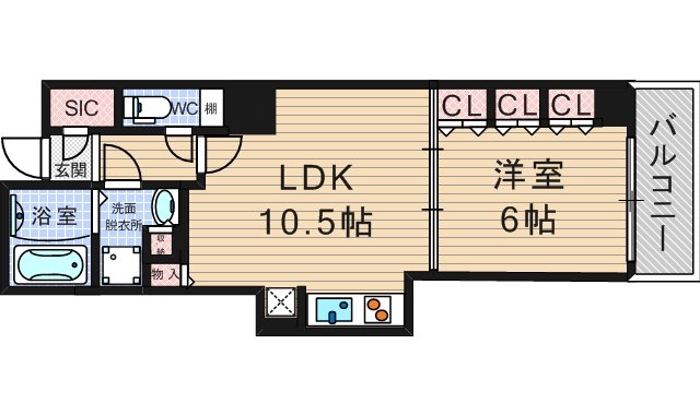 阿波座ライズタワーズ　フラッグ46の間取り