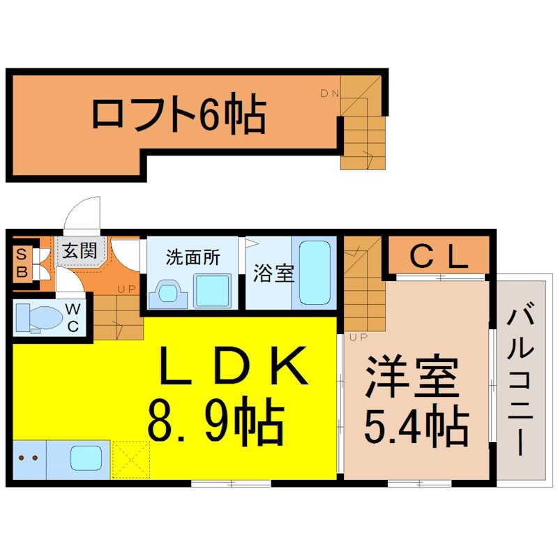 名古屋市瑞穂区大喜町のアパートの間取り