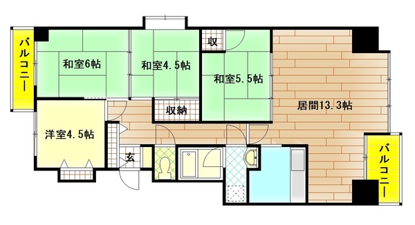 旭川市五条通のマンションの間取り